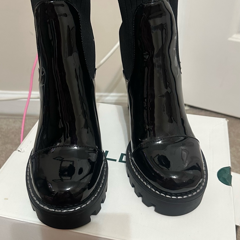 Sleek Black Patent Leather Ankle Boots